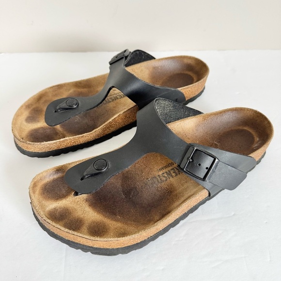 Birkenstock Gizeh Sandals Womens Size 41 Size 10-10.5 Black Birko-Flor T Strap - Picture 6 of 16